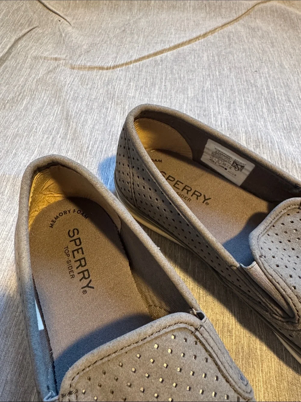 Sperry Women's Perforated Slip-On Loafers in Gray